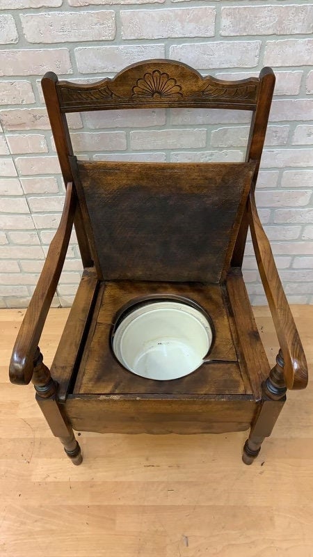Antique Oak Commode Armchair - 2