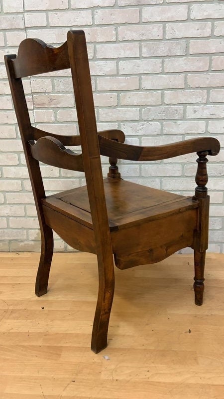 Antique Oak Commode Armchair - 4