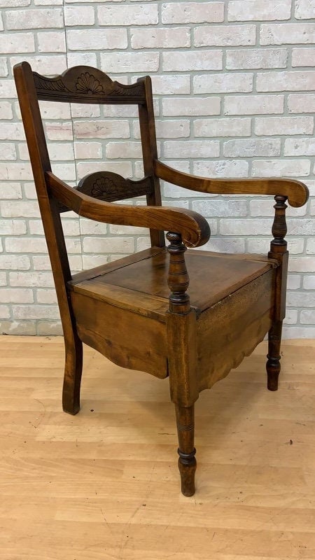 Antique Oak Commode Armchair - 5