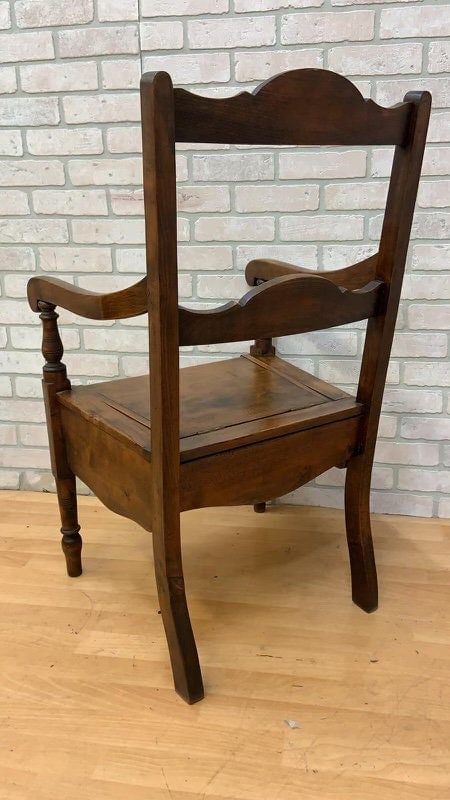 Antique Oak Commode Armchair - 6