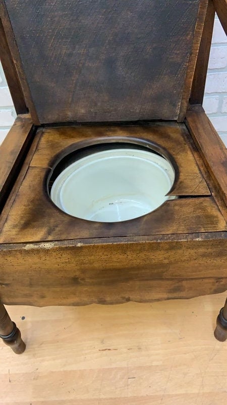 Antique Oak Commode Armchair - 7