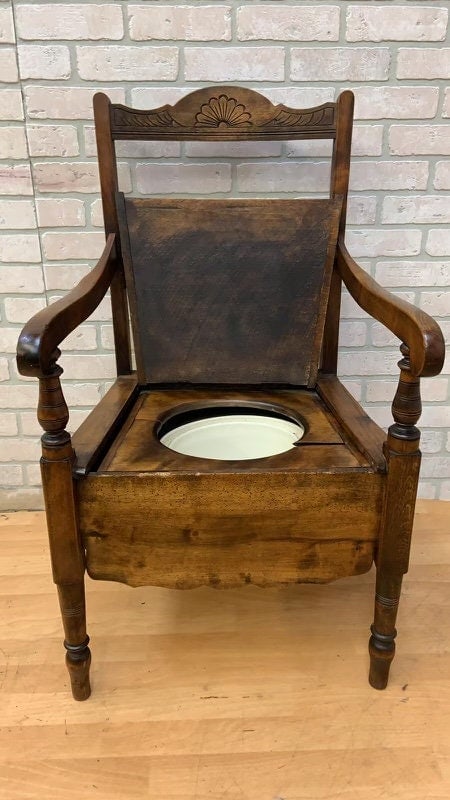 Antique Oak Commode Armchair - 8