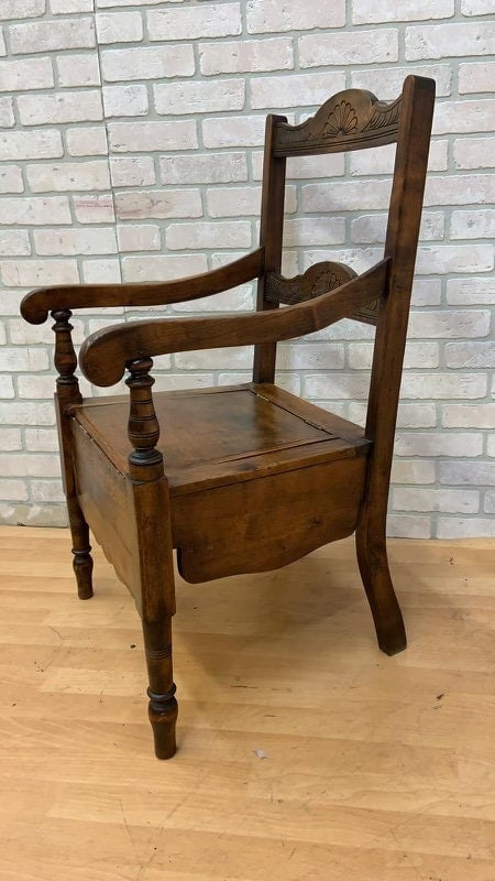 Antique Oak Commode Armchair - 9