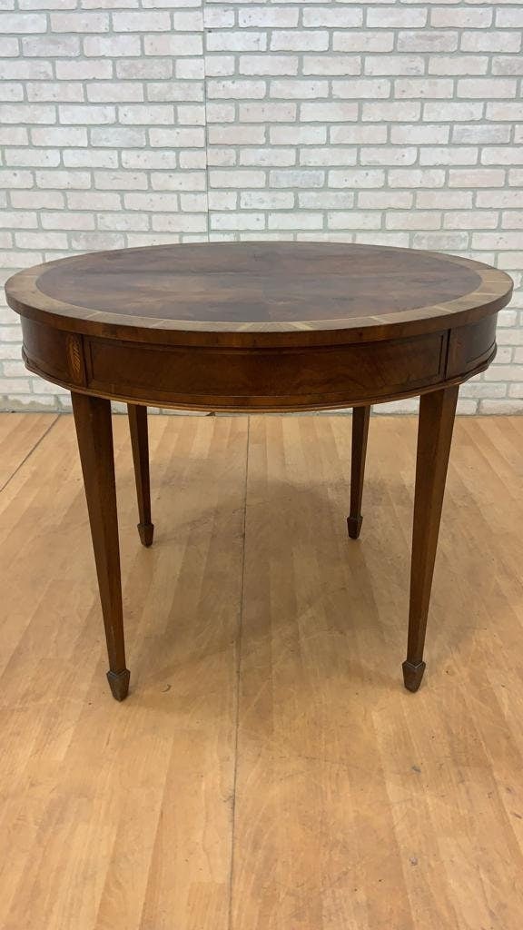 Vintage Inlay Flame Mahogany Table with Folding Demi Lune Console - 2
