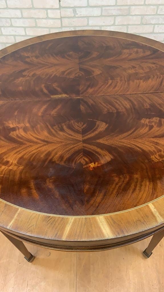 Vintage Inlay Flame Mahogany Table with Folding Demi Lune Console - 3