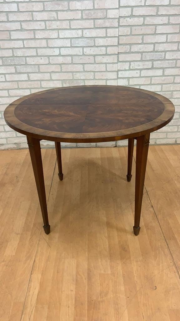 Vintage Inlay Flame Mahogany Table with Folding Demi Lune Console - 4