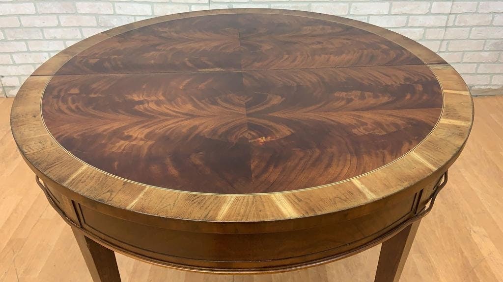 Vintage Inlay Flame Mahogany Table with Folding Demi Lune Console - 6