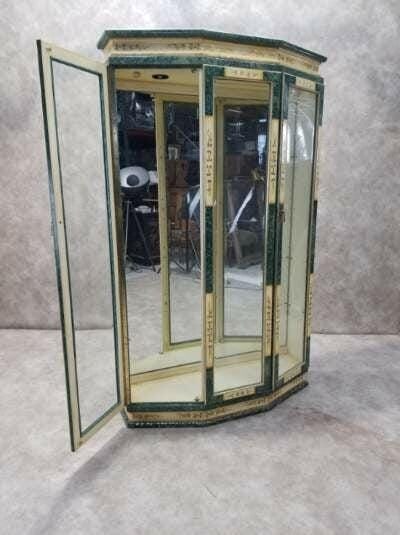 Mid-Century Modern Etched Brass Curio Cabinet – Spanish Two-Door Display - 8