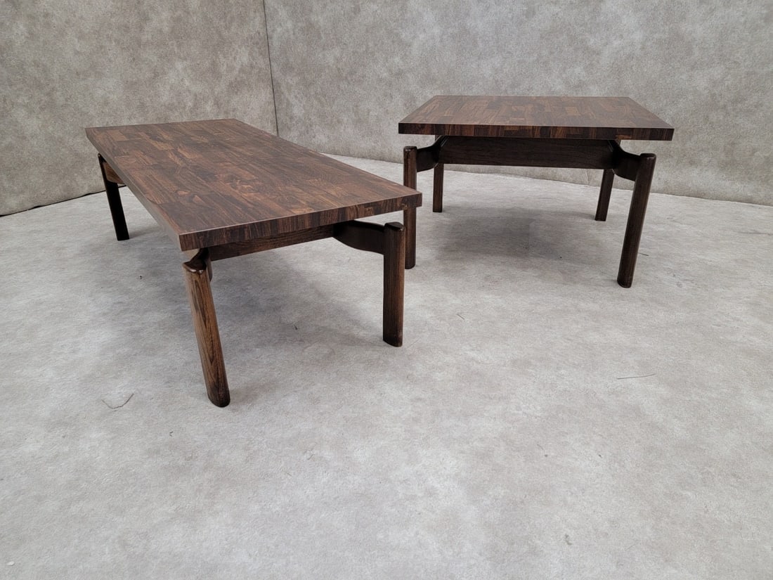 Mid Century Modern Jens Risom Style Floating Formula Side Table with Coffee Table - Set of 2 - 5