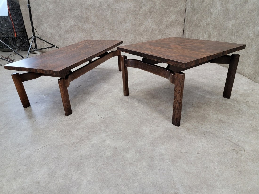 Mid Century Modern Jens Risom Style Floating Formula Side Table with Coffee Table - Set of 2 - 8