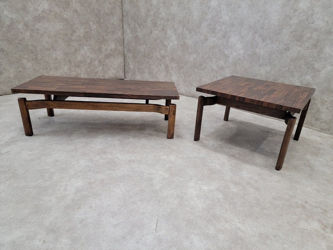Mid Century Modern Jens Risom Style Floating Formula Side Table with Coffee Table - Set of 2 - 9