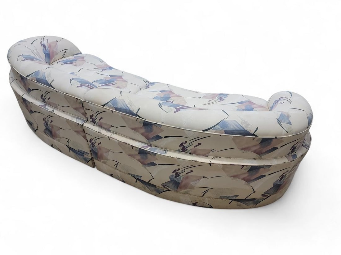 Postmodern Kagan Style Curved Sectional Sofa with 2 Side Tables - 9