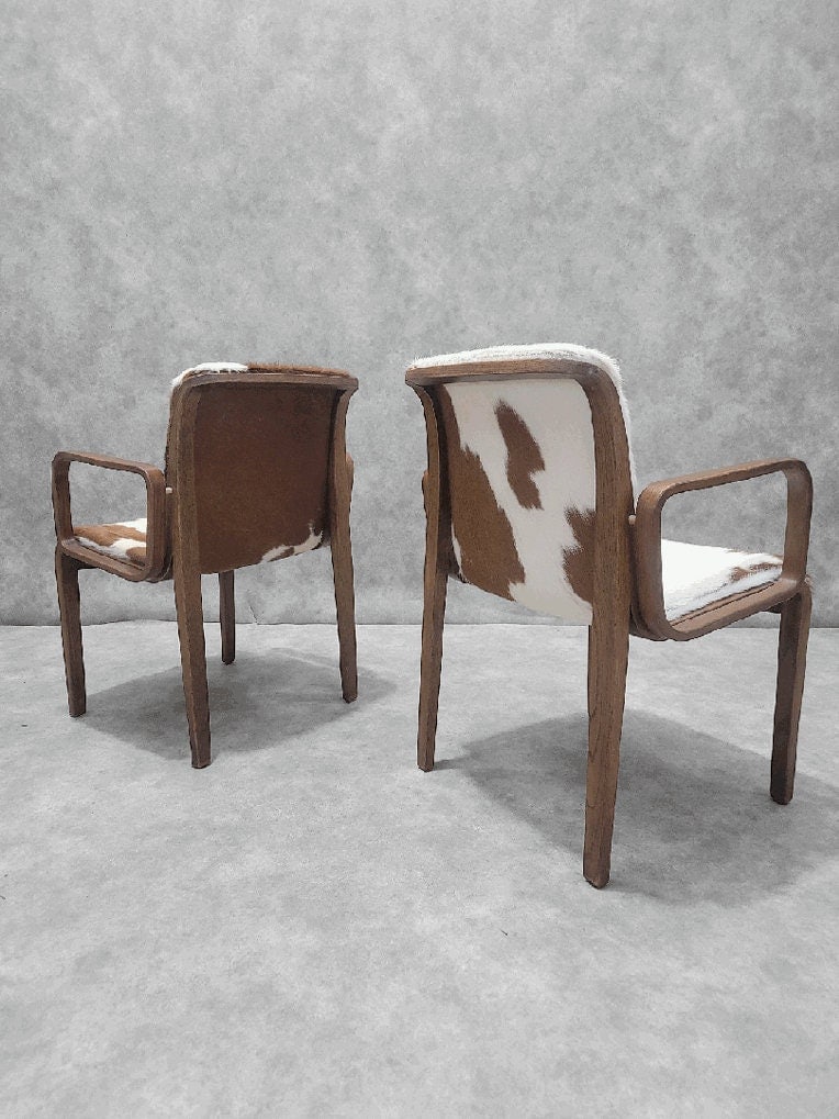 Mid-Century Modern Bill Stephens Walnut Cowhide Armchairs for Knoll - Set of 6 - 5