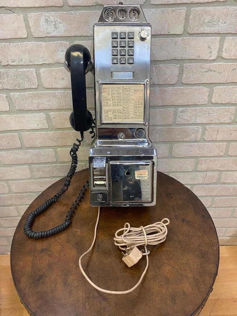 Vintage Chrome Northern Electric Touch Tone Phone with 3 Coin Slot