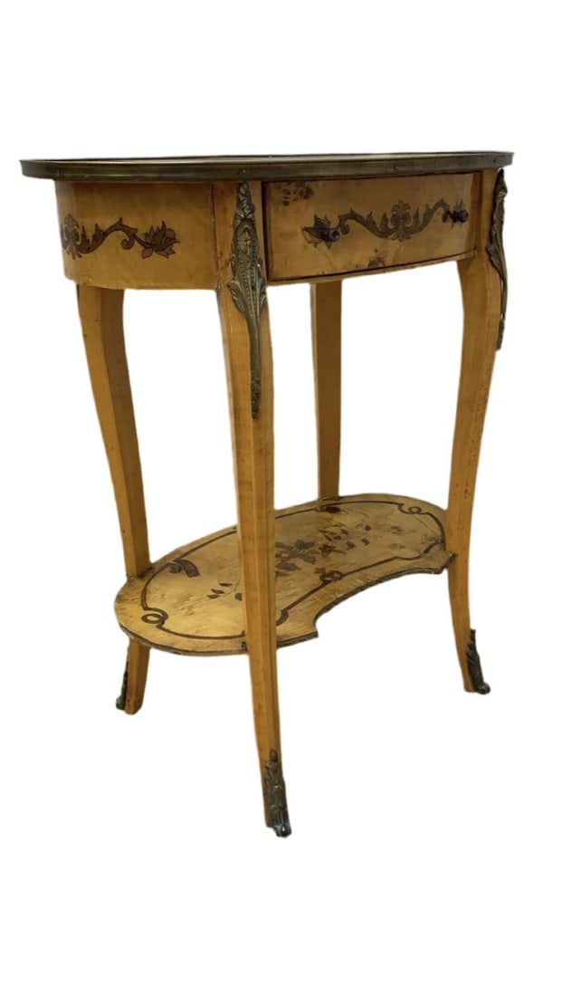 Vintage Italian Two Tier Inlaid Side Table - 2