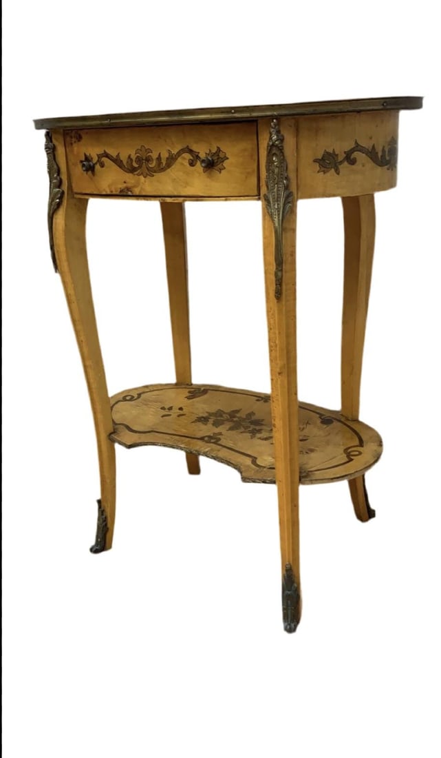 Vintage Italian Two Tier Inlaid Side Table - 3