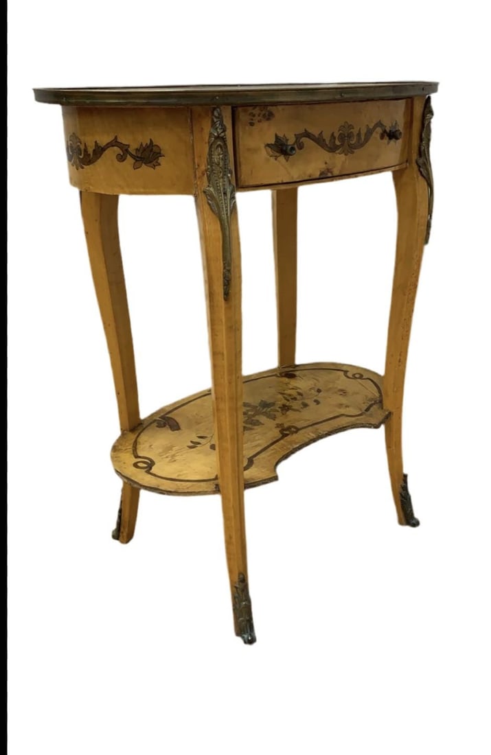 Vintage Italian Two Tier Inlaid Side Table - 4