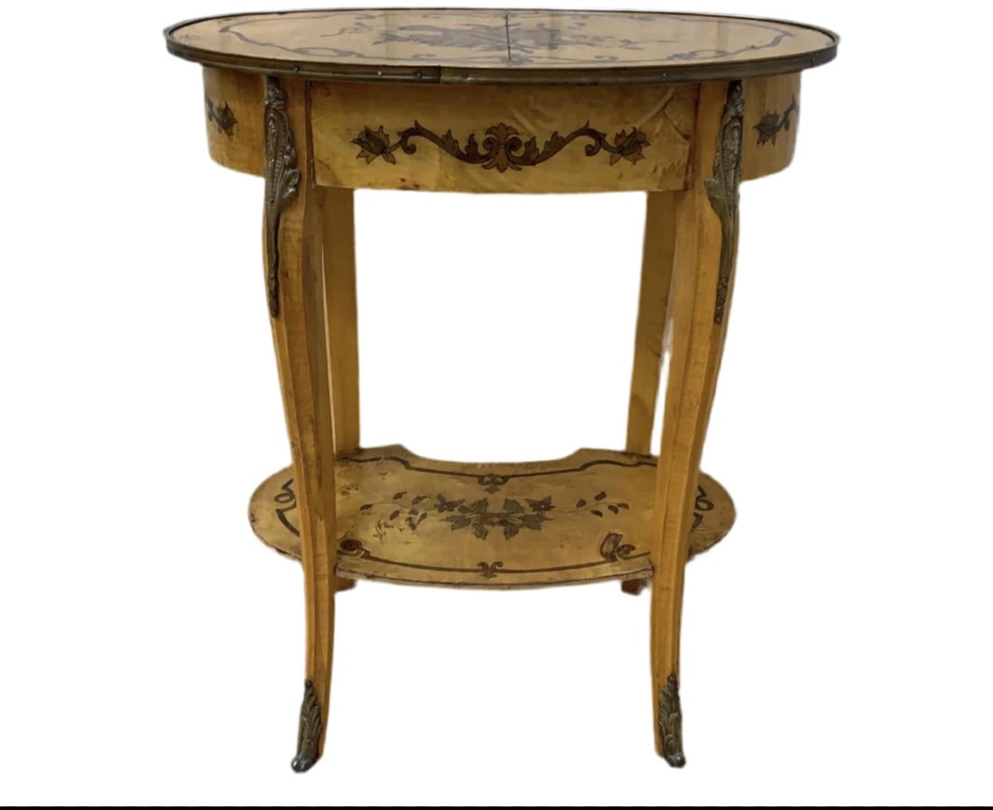 Vintage Italian Two Tier Inlaid Side Table - 6