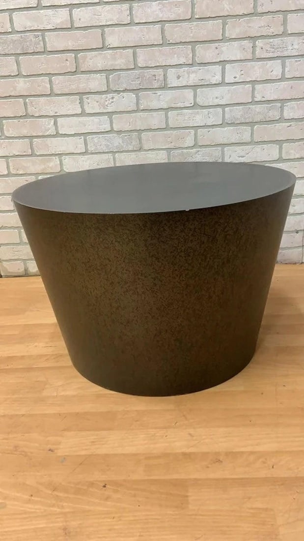 Vintage Modern Metal Drum Side Table - 4