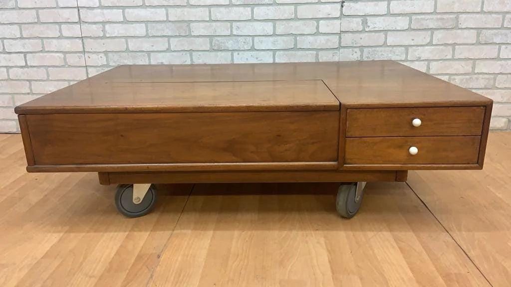 Mid Century Modern Walnut Coffee Table Designed By Kipp Stewart for Drexel - 10