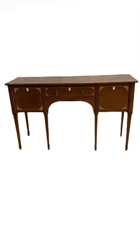 Antique Georgian Mahogany Inlaid Spade Foot Sideboard
