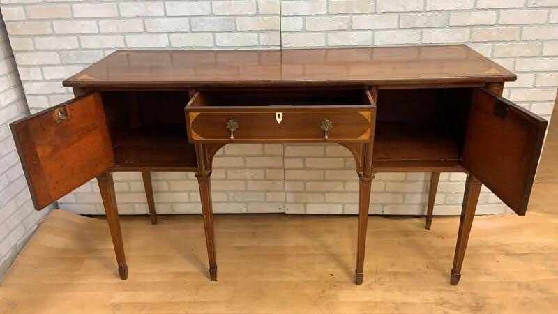 Antique Georgian Mahogany Inlaid Spade Foot Sideboard - 7