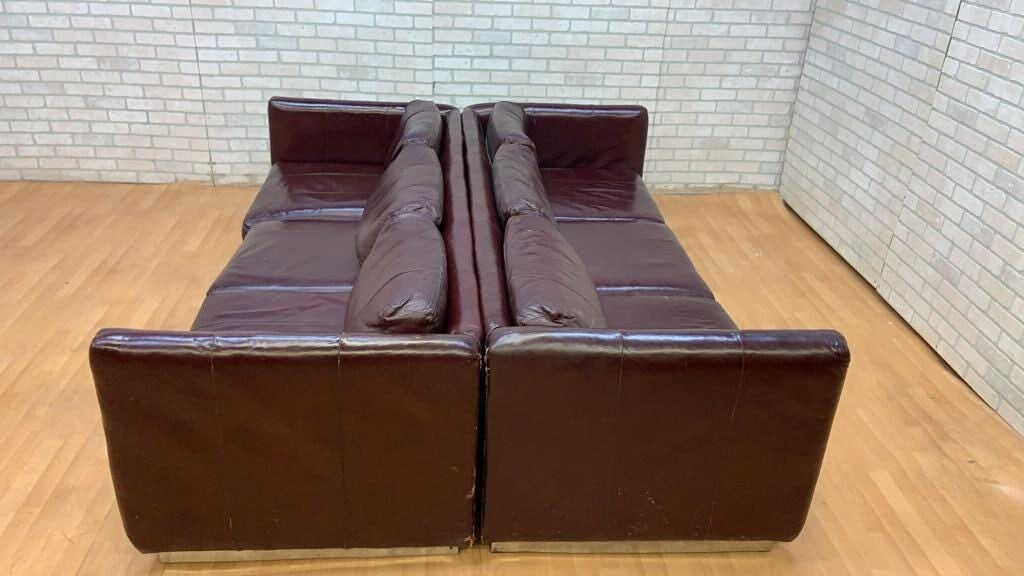 Mid Century Modern Ward Bennett Style Sofas on Chrome Bases for Upholstery - Set of 2 - 10