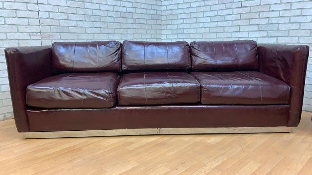 Mid Century Modern Ward Bennett Style Sofas on Chrome Bases for Upholstery - Set of 2 - 7