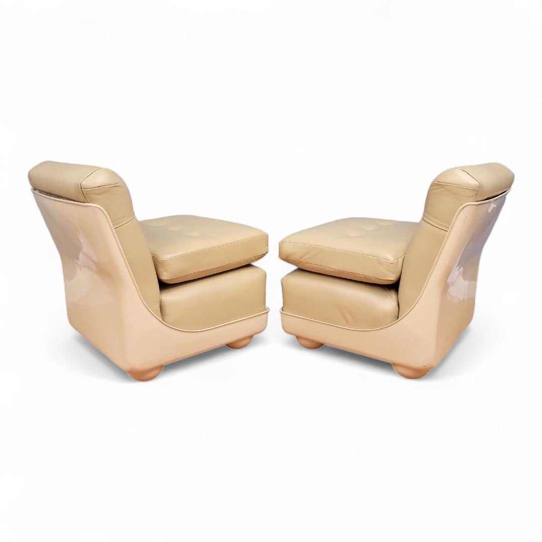 Mid Century Modern Mario Bellini Style Fiberglass Shell Modular Lounge Chairs in Edelman Leather - - 5