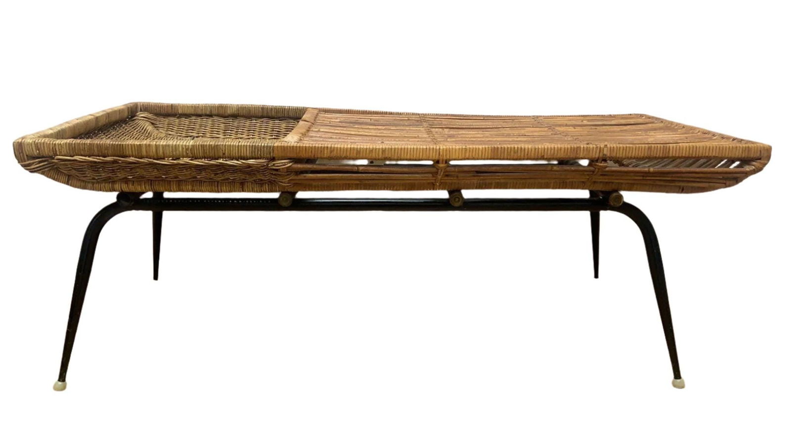 Vintage Modern Wicker Basket Cocktail Coffee Table by Troy Sunshade Co.: Title: Vintage Modern Wicker Basket Cocktail Coffee Table by Troy Sunshade Co. Description: Vintage Modern Wicker Basket Cocktail Coffee Table by Troy Sunshade Co.Vintage Modern Wicker Basket Cocktail