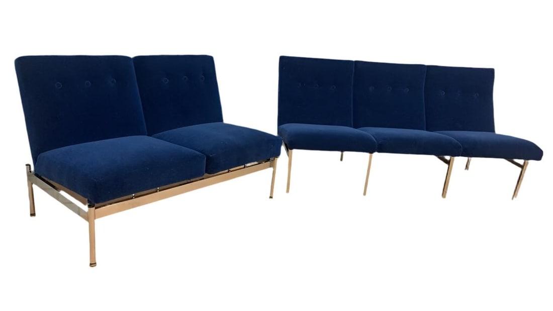 Mid Century Modern Steelcase Loveseat Newly Reupholstered in Cobalt Blue Mohair - 7