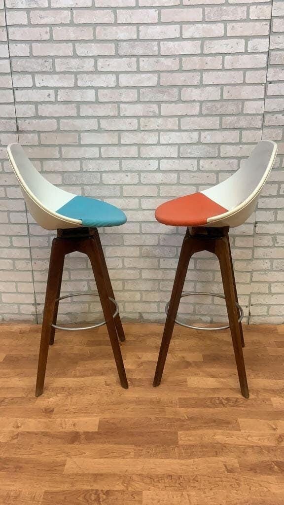 Mid Century Modern Stools Designed by John Yellen - Pair - 3