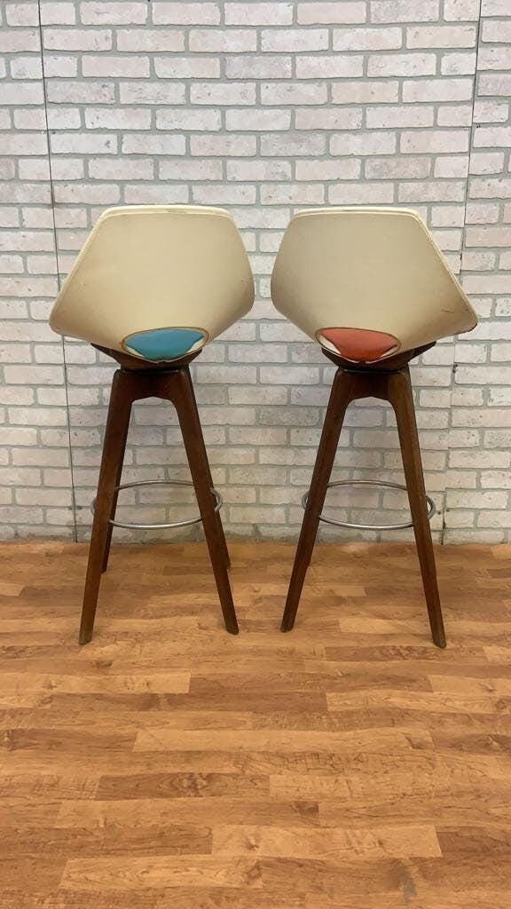 Mid Century Modern Stools Designed by John Yellen - Pair - 4