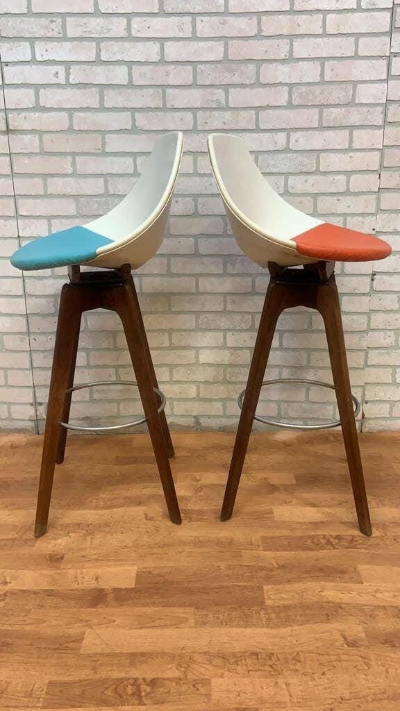 Mid Century Modern Stools Designed by John Yellen - Pair - 5