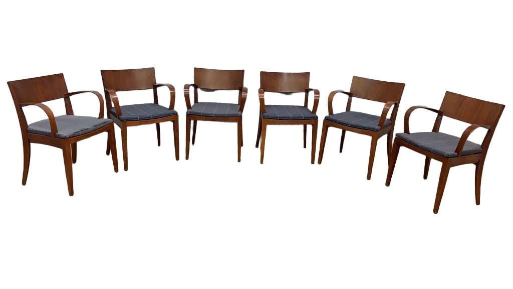 Contemporary Jonathan Crinion for Knoll Wood Side Dining Chairs - Set of 6 - 5