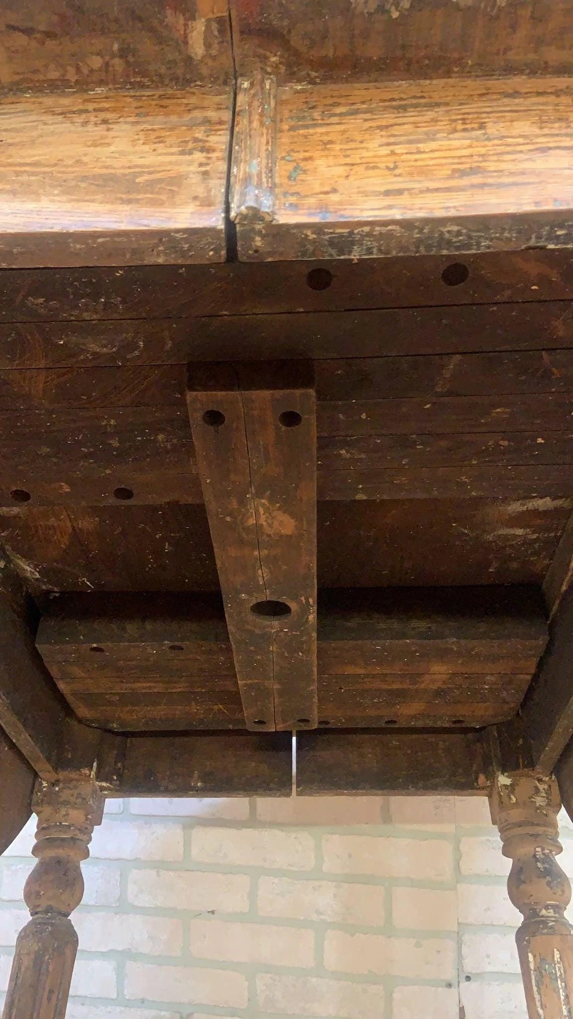 Antique Farmhouse Drop-Leaf Turned Leg Table - 4