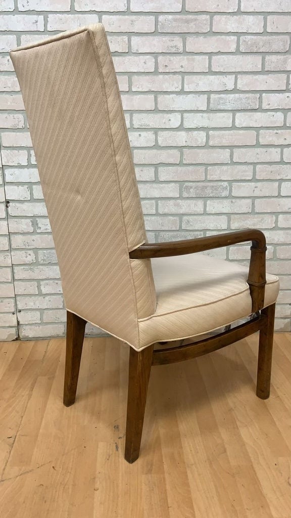 Mid Century Modern Drexel Heritage Campaign Style High Back Dining Chairs for Upholstery - Set of 10 - 5