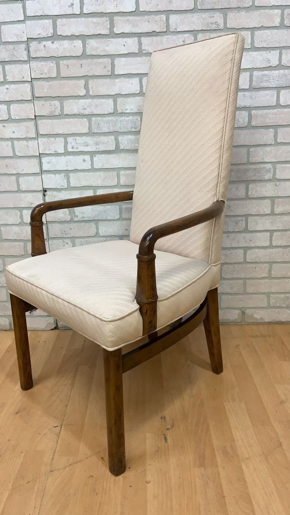 Mid Century Modern Drexel Heritage Campaign Style High Back Dining Chairs for Upholstery - Set of 10 - 6