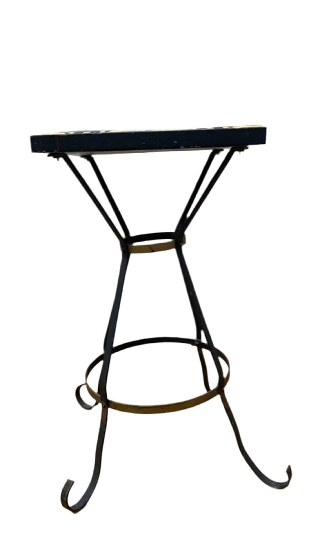 Vintage Wrought Iron Tile Top Accent Table - 2