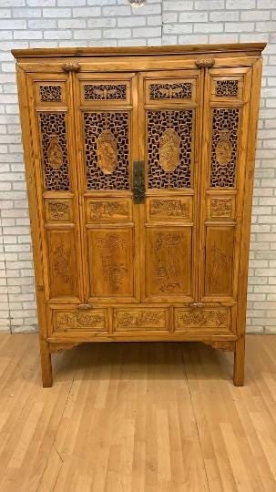 Vintage Chinese Pierced Screen Scholars Cabinet - 2