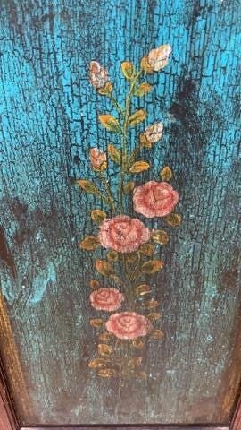 Antique German Hand Painted 2-Door Forged Iron Cabinet - 8