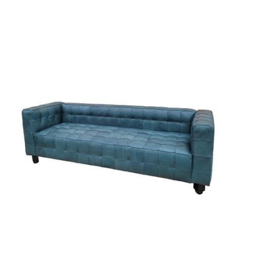 Vintage Italian Kubus Sofa by Josef Hoffmann Newly Reupholstered in Leather: Title: Vintage Italian Kubus Sofa by Josef Hoffmann Newly Reupholstered in Leather Description: Overall width: 85 inches Overall height: 28 inches Overall depth: 30 inches Seat height: 17 inches Seat