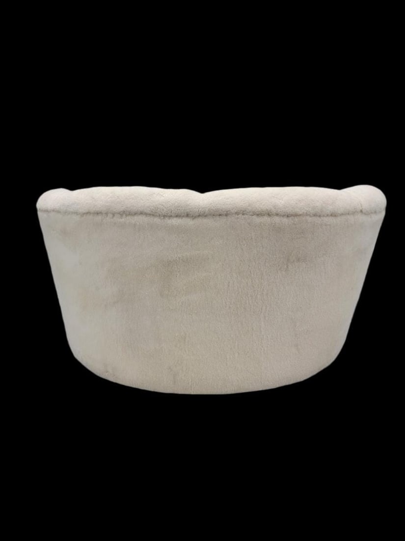 Mid Century Modern Milo Baughman Style Swivel Love Lounge Newly Reupholstered Natural Sherling - 8