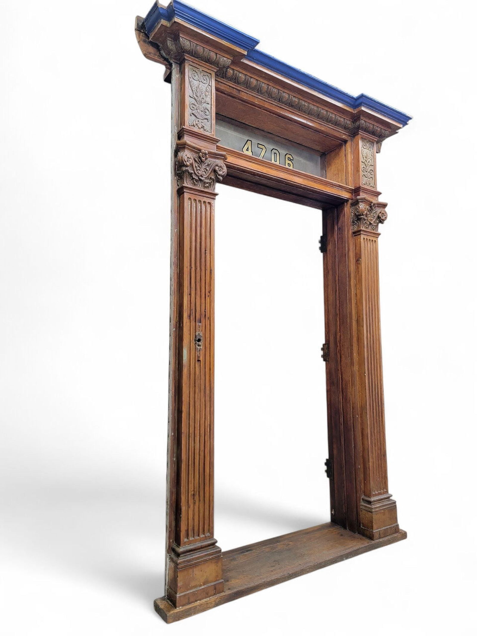 Antique Monumental Salvaged Carved Entrance Door - 5