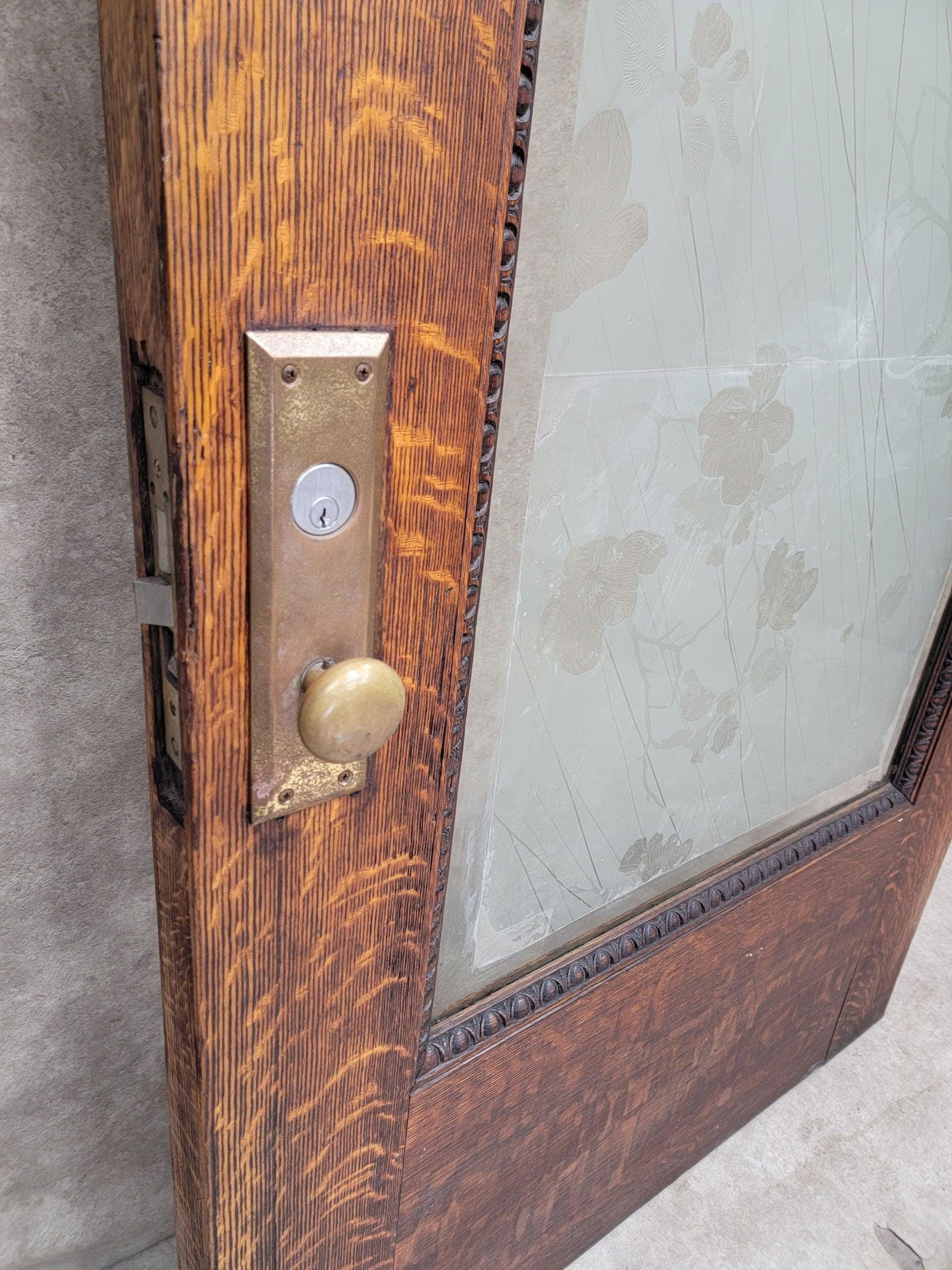 Antique Monumental Salvaged Carved Entrance Door - 6