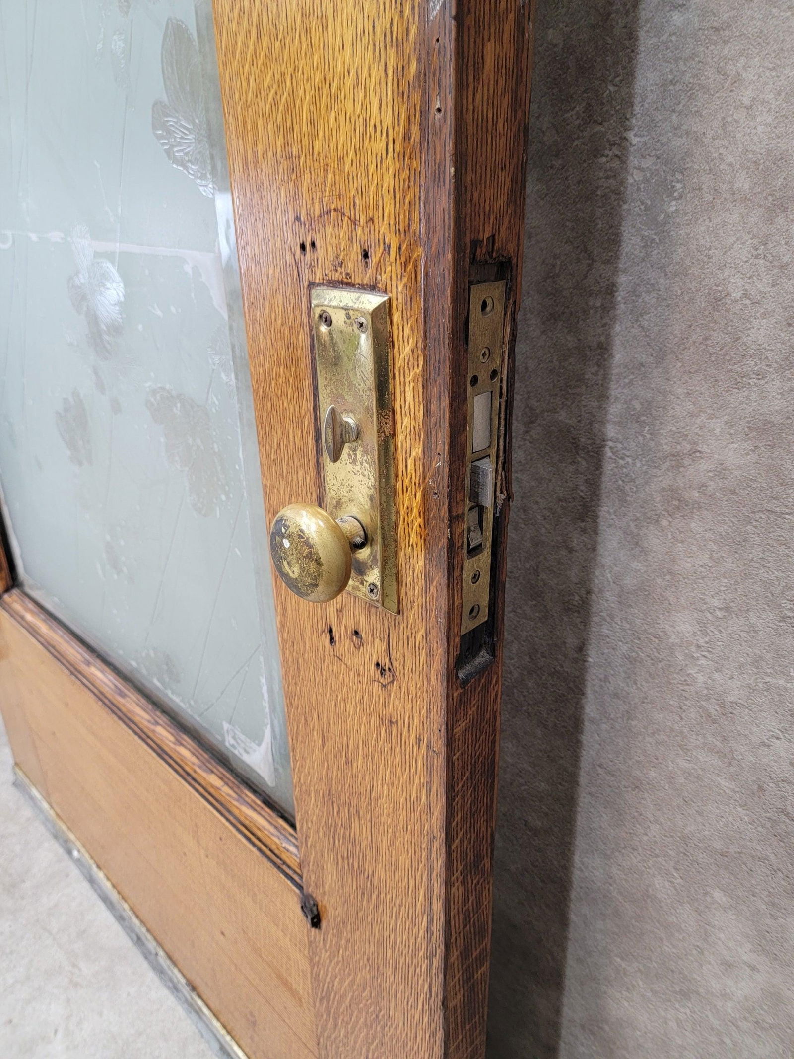 Antique Monumental Salvaged Carved Entrance Door - 7