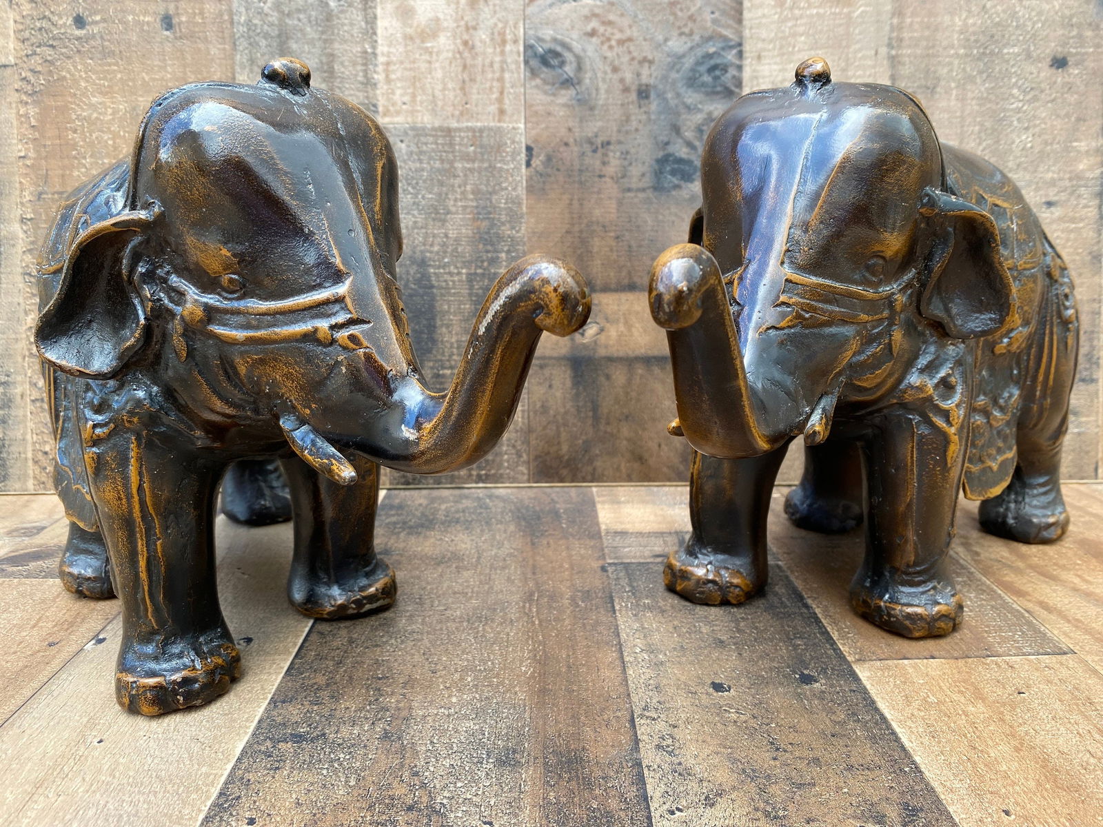 Antique Ornate Bronze Elephants - Pair - 3