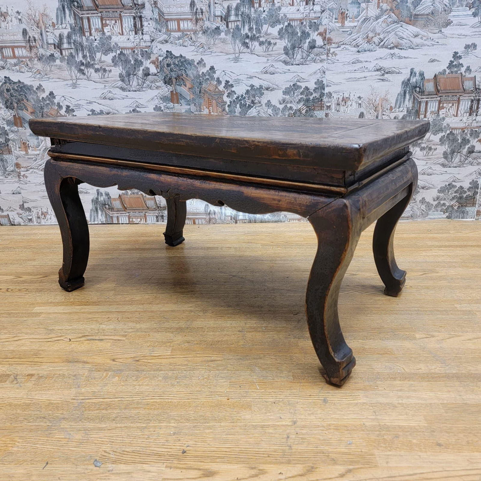 Antique Shanxi Province Elm Small Side Table with Carved Apron - 2