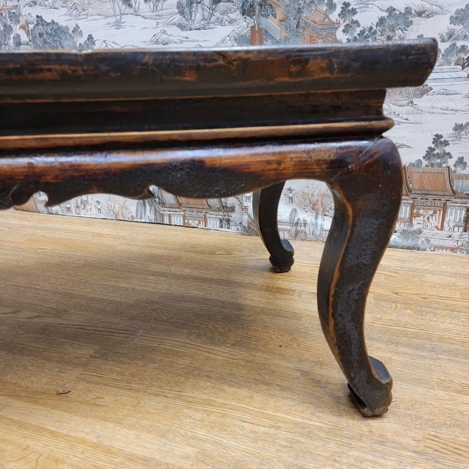 Antique Shanxi Province Elm Small Side Table with Carved Apron - 5