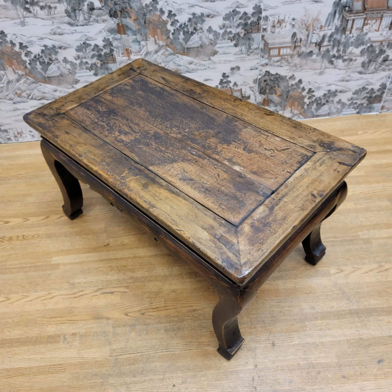 Antique Shanxi Province Elm Small Side Table with Carved Apron - 9